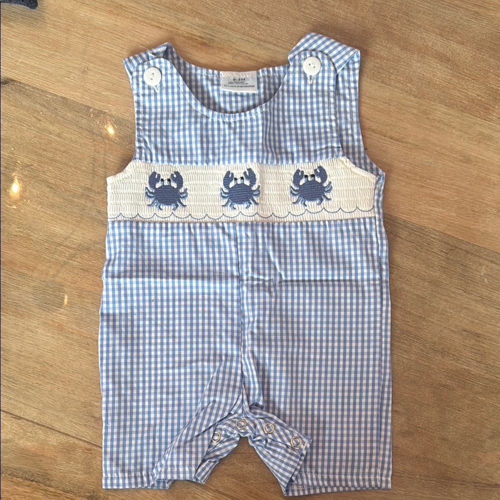 Blue Crab Smocked Romper